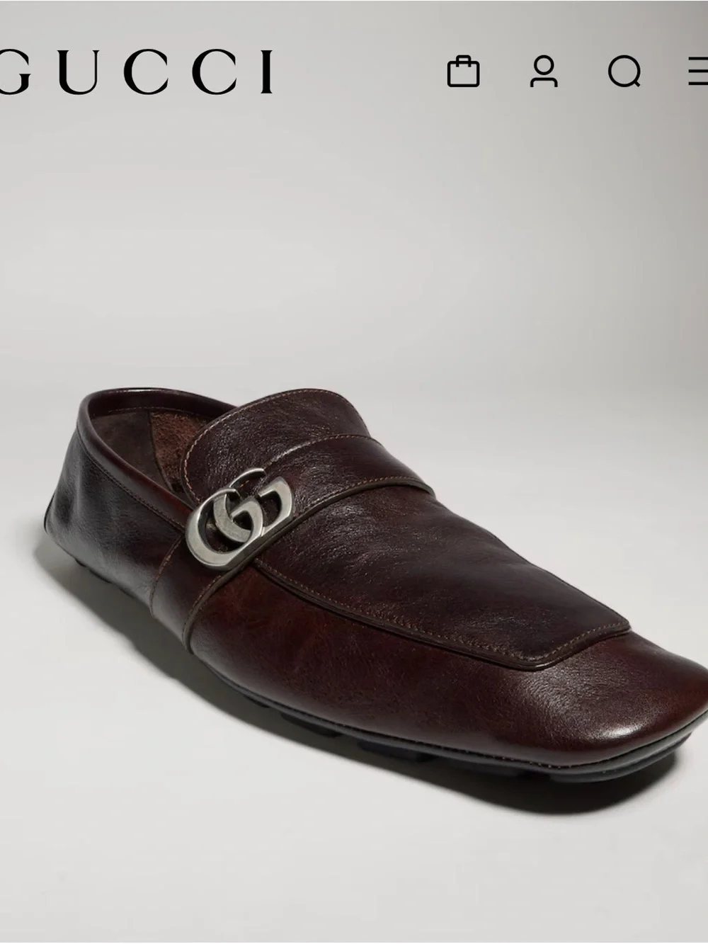 Gucci men’s driver with double G Dark Brown Leather GG Horsebit Slip-On Loafers